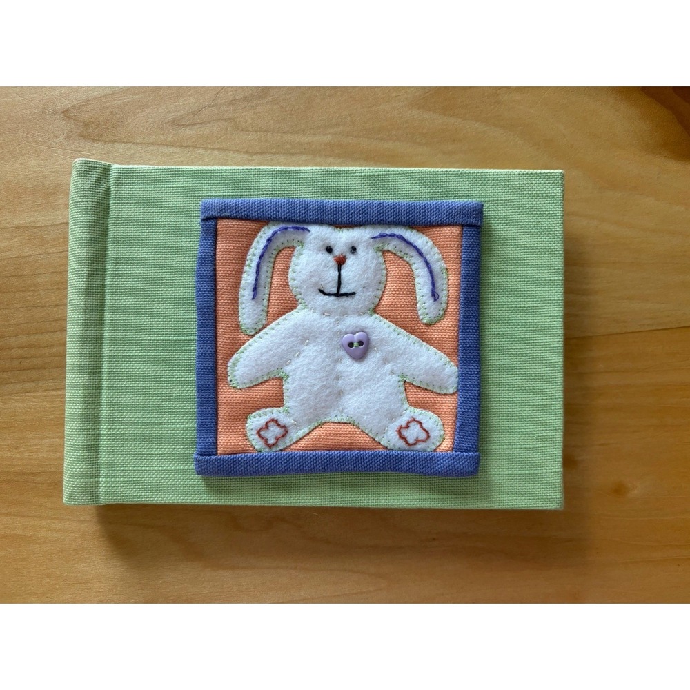 Molly West Handbound Books Handmade Photo Album 4x6 Mint Green Bunny Rabbit